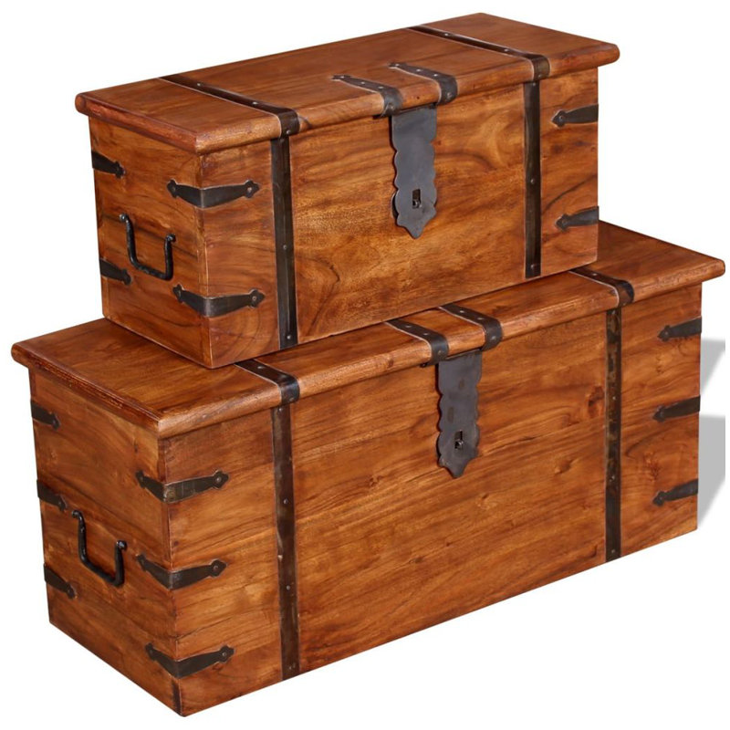 Storage Chest Decorative Storage Box with Lock for Bedroom Solid Wood, Brown