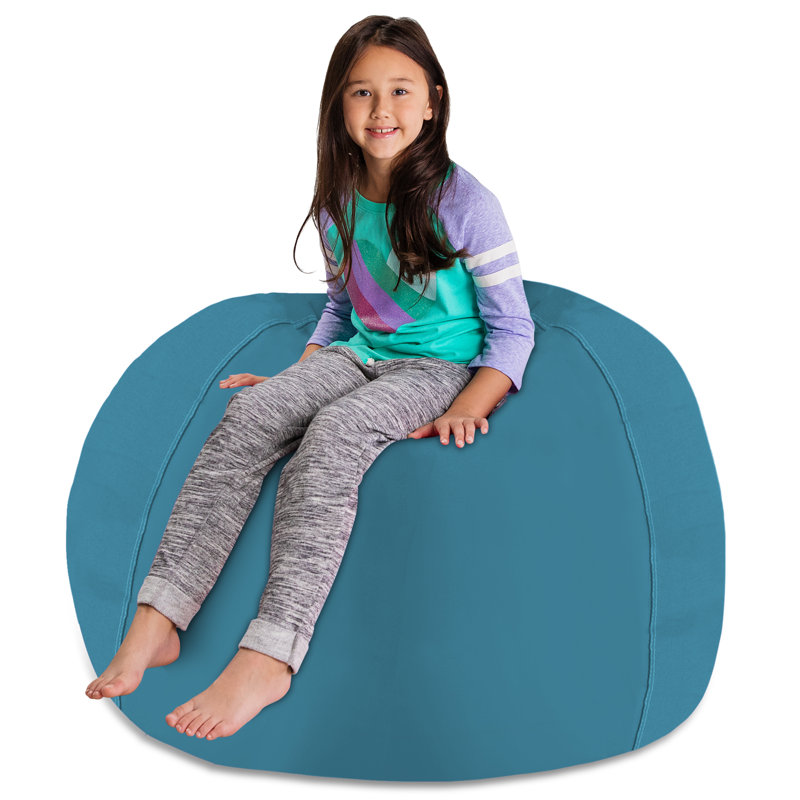 Kids Bean Bag Chair Cover - Stuffed Animal Storage & Toy Organizer with Zipper - Plush Storage Kids Bean Bag Cover only for Toddlers and Children's Rooms - Organizes Pillows, Blankets, and Stuffies - Multiple Colors, Sizes, and Fabrics