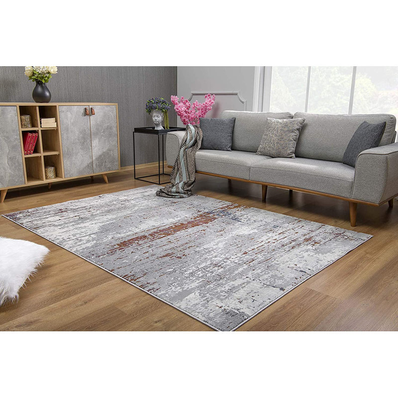 Tapis décoratif multicolore à motif abstrait, Rectangle 7 pi x 10 pi
