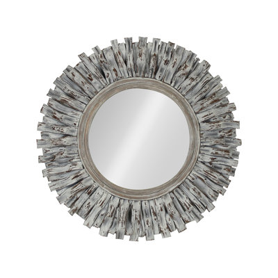 Miroir rond en rotin