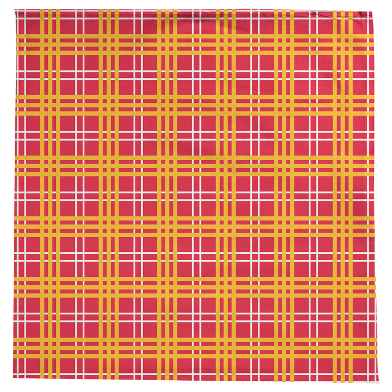 Plaid Cotton Blend Square Tablecloth, Red/White/Gold