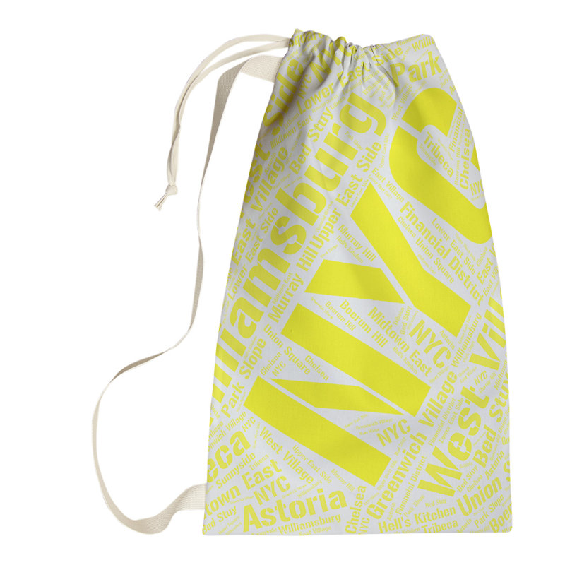 Laundry Hamper with Handles, Large (36" H x 28" W x 1.5" D), Yellow, New York