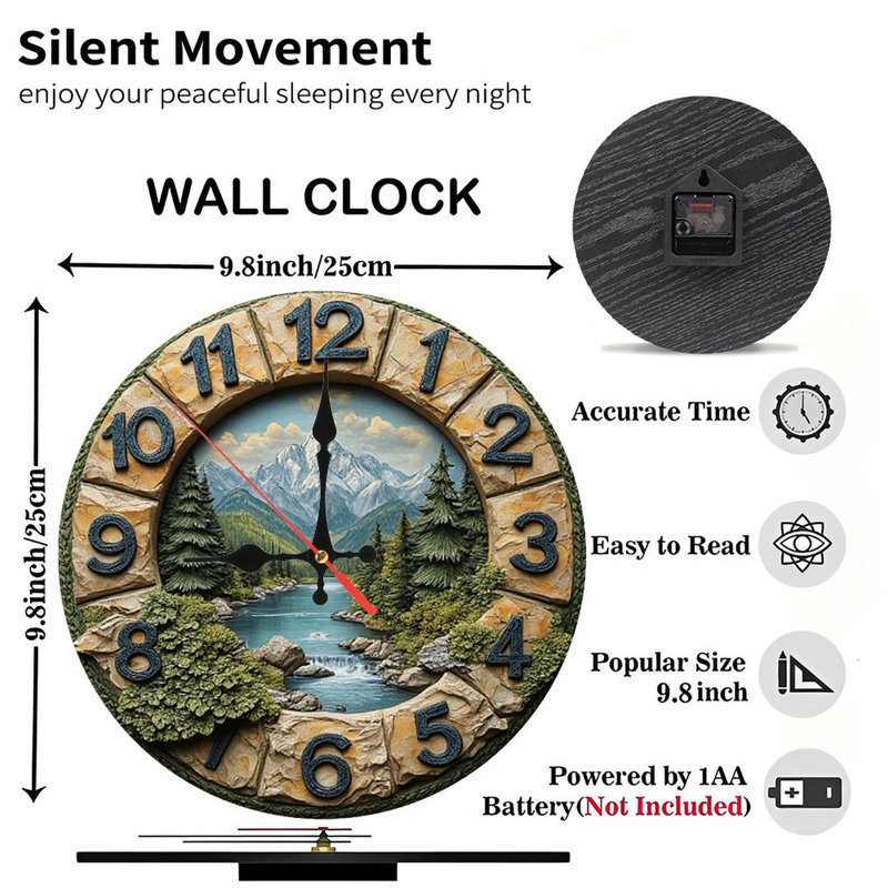 Horloge murale en pierre Mountain River