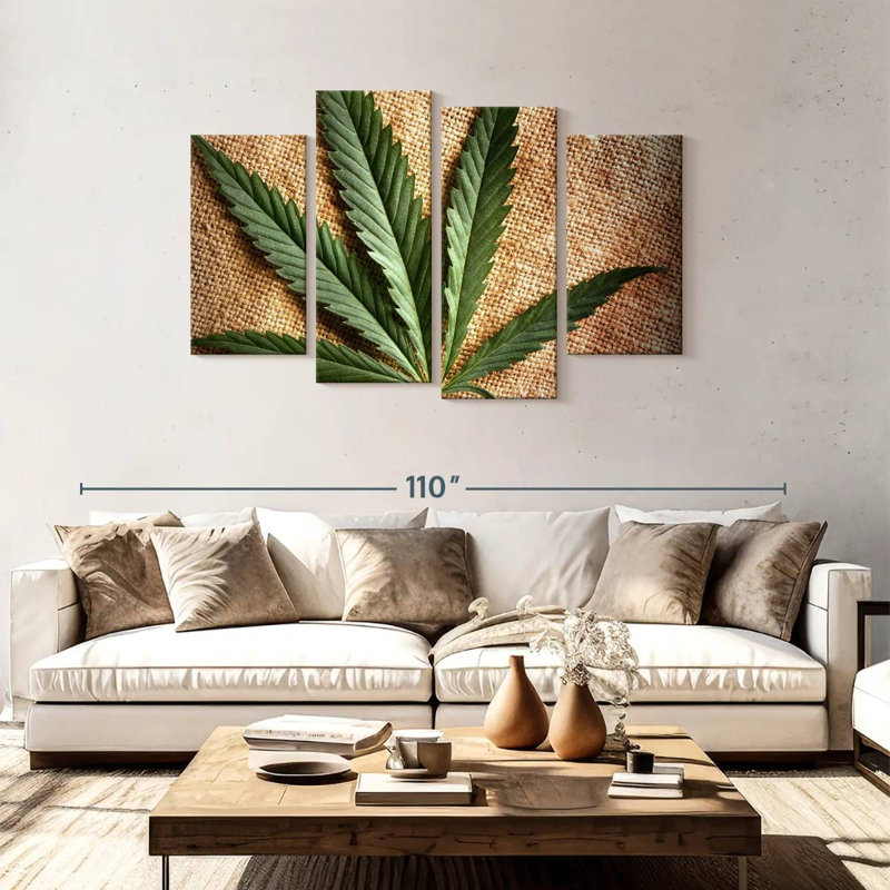 Marijuana sur bois, H 48 po x l 75 po