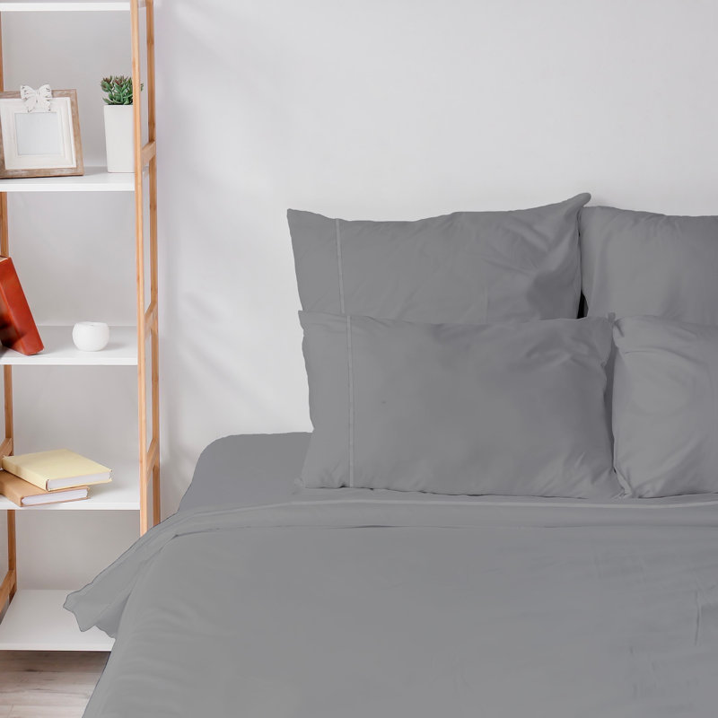 6 Piece Ultra Soft Double Brushed Microfiber Sheet Set, Cooling Sheets with Extra Deep Pockets - Machine Washable, Light Gray