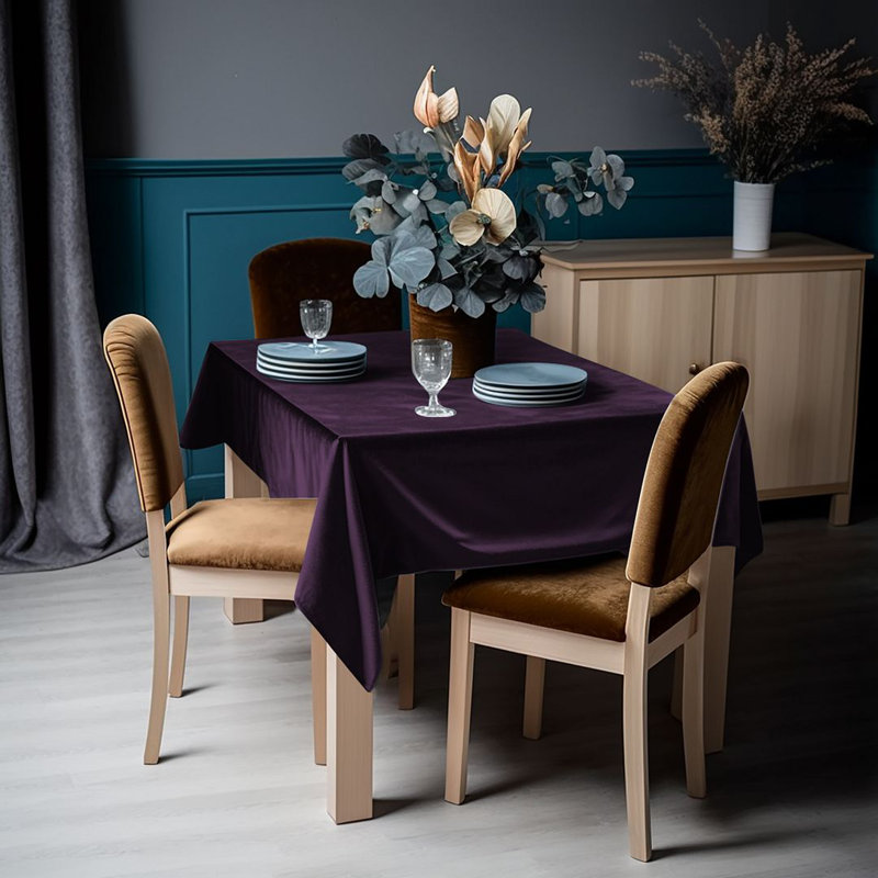 Luxury Matte Velvet Tablecloth, 52" Square, 47 Byzantium