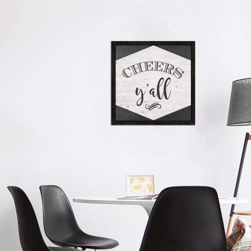 Cheers Y'all by Amanda Murray - Print on Canvas, 45.72 cm H x 45.72 cm W, Black Framed