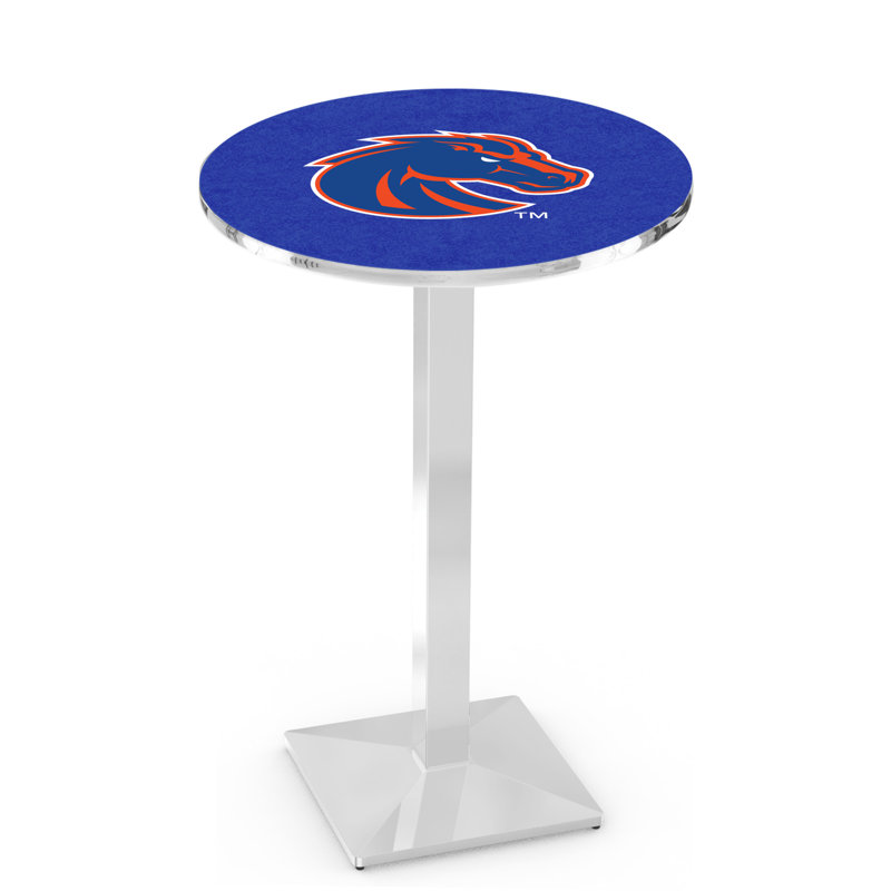 Round Metal Base Dining Table, Chrome, Boise State University