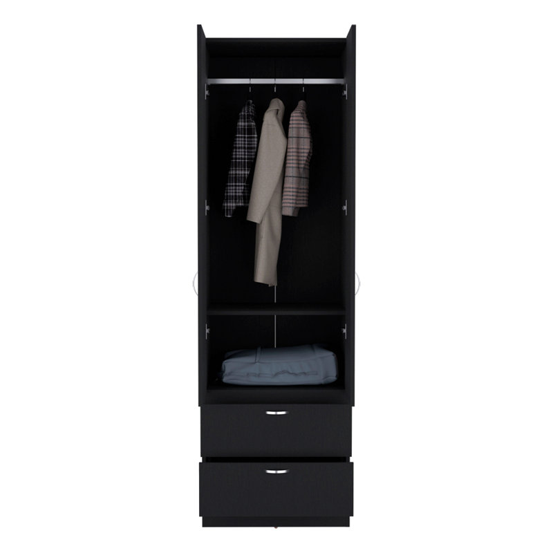 Armoire Marlton, pour suspendre des vêtements de chambre à coucher, Noir
