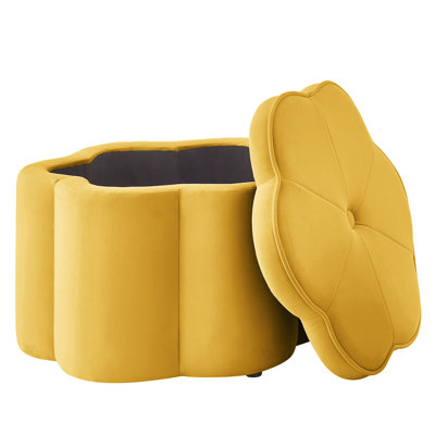 Repose-pieds fleuri en forme de fleur avec rangement, banc rembourré en velours pour le salon et l'entrée, élégant et fonctionnel