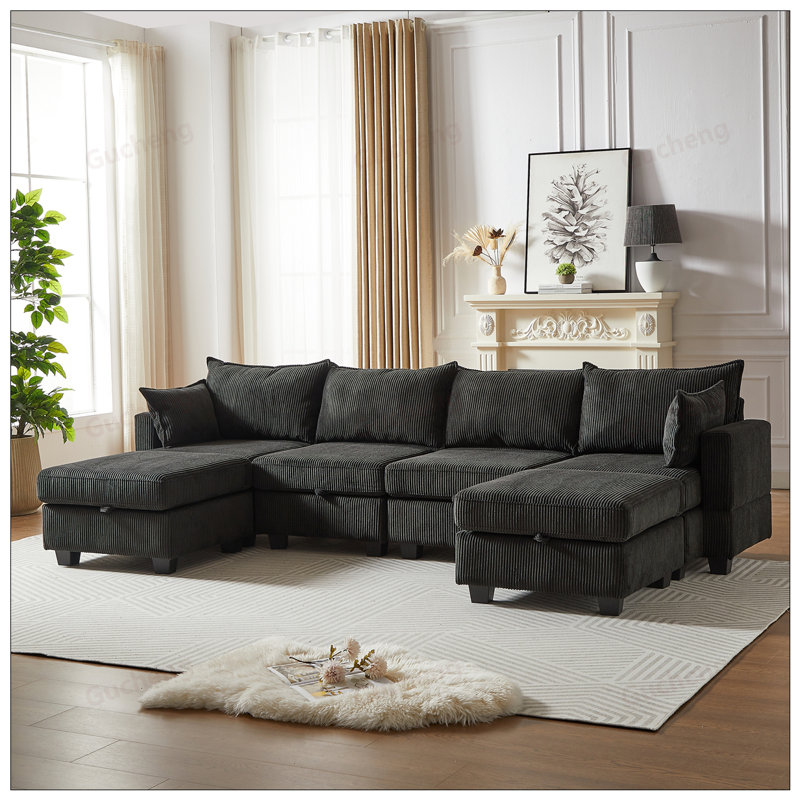 Canapé modulaire 113,5 po Sectiona, Noir