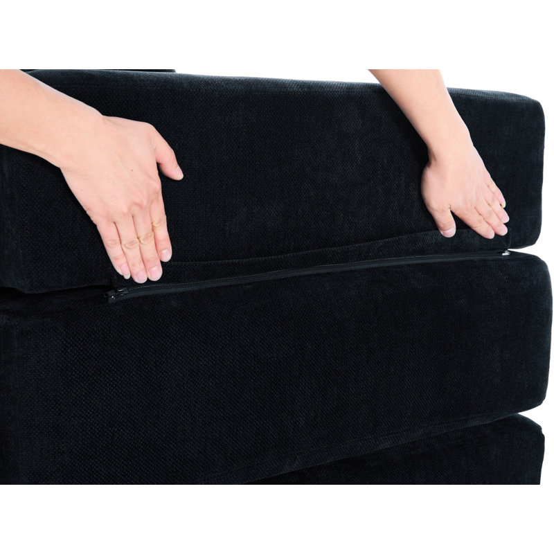 Canapé-lit convertible, canapé de plancher pliable sans assemblage, Noir