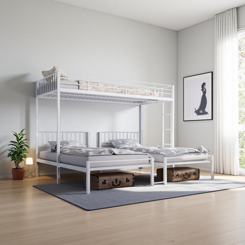 Triple lit superposé pour enfants, 3 lits superposés pour 3 personnes, lits superposés en métal, séparé en 3 lits simples, structure à réduction de bruit