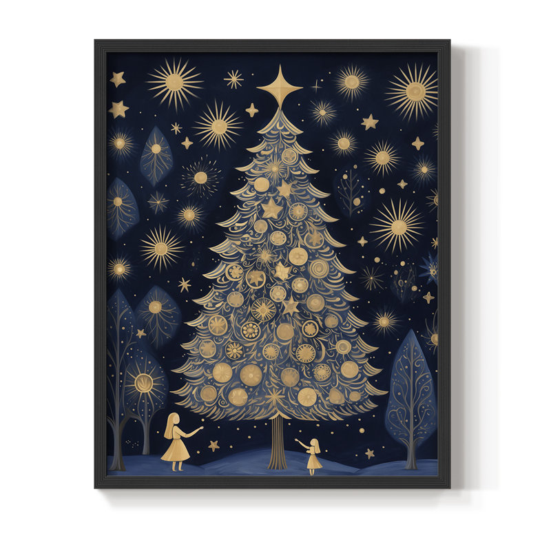 «Christmas Holiday Art DCXLIV», reproduction d'art encadrée - bois massif, H 15 po x l 12 po, Noir, noir, noir, noir