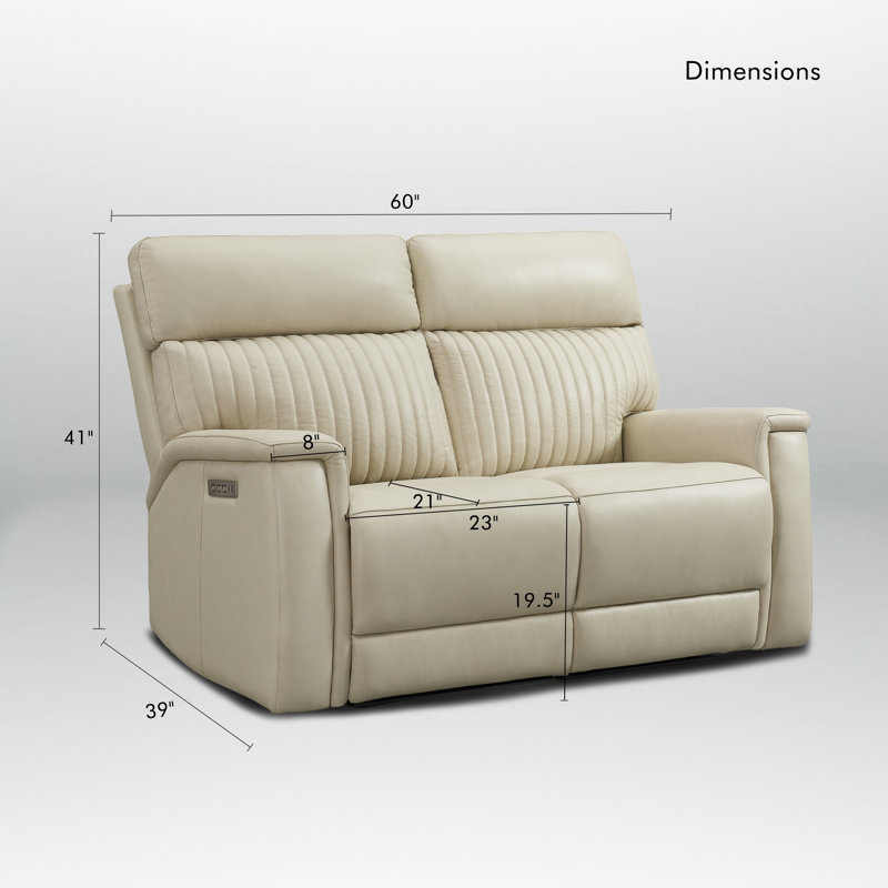 Liudgardas Genuine Leather Triple Power Reclining Loveseat With Zero Gravity, Usb Ports, Adjustable Headrest & Lumbar Support