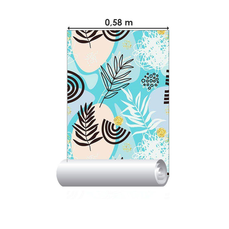 Rouleau de papier peint adhésif Scoggin, L 126 po x l 24 po, Bleu / crème / brun