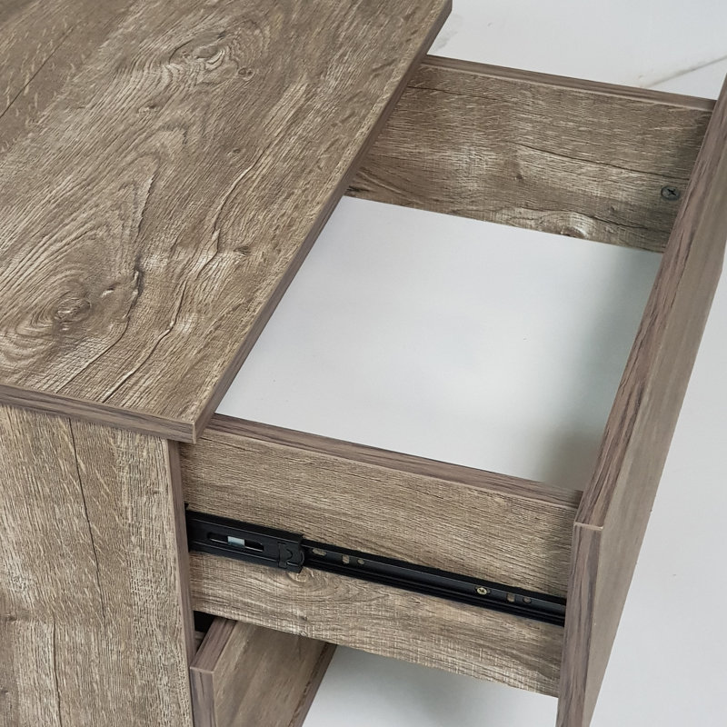 Bloomsbury 50cm W Manufactured Wood Bedside Table, Black/Alaska Oak