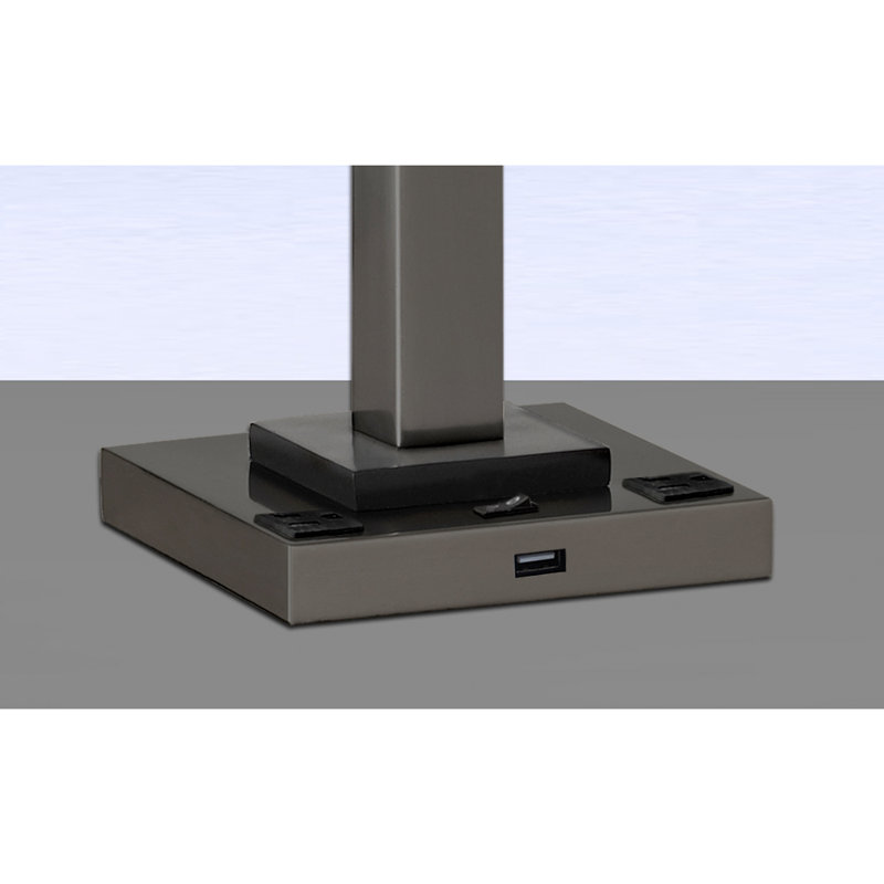 Gunmetal Square Post Metal USB Table Lamp