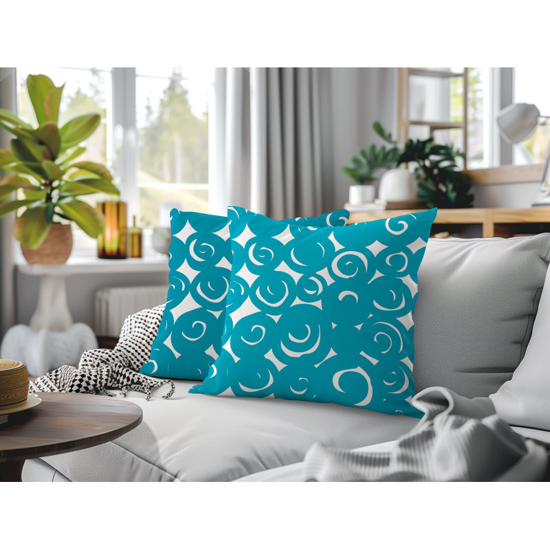 Ensemble de coussins réversibles intérieur / extérieur Opal Circles, 20 x 20, Turquoise
