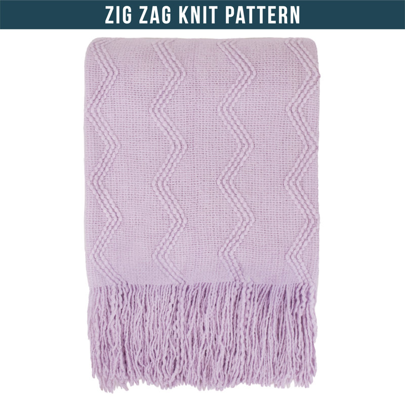 Jeté doux pour canapé, rose clair, 50 x 60, Jeté, Zig Zag, Mauve lavande
