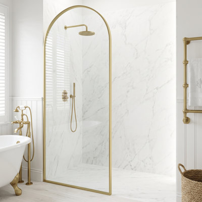 Arden 34" W x 78" H Fixed Framed Shower Screen with 3/8" Clear Glass