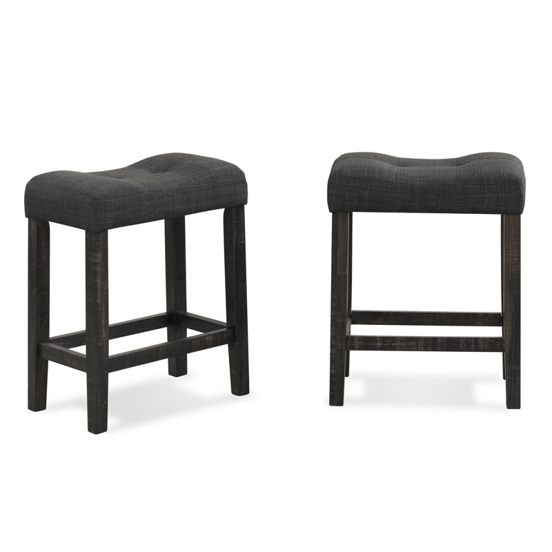 Tabouret capitonné à hauteur de comptoir, Naturel/noir