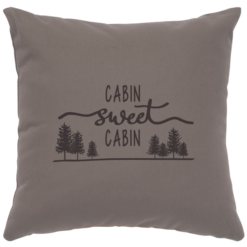 Coussin Wooded River Image - Sweet Cabin - Coton chrome, Gris