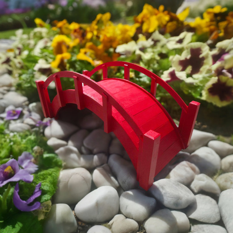 Miniature Red Wood Japanese Garden Bridge, 25"