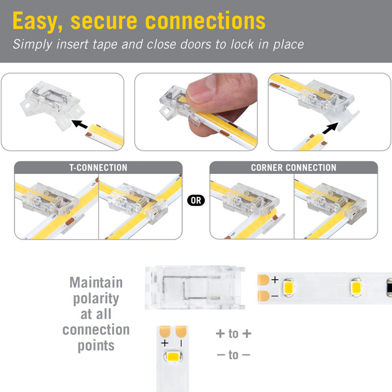Paquet de 6 - 2-T tape-to-Tape T and connecteur de coin