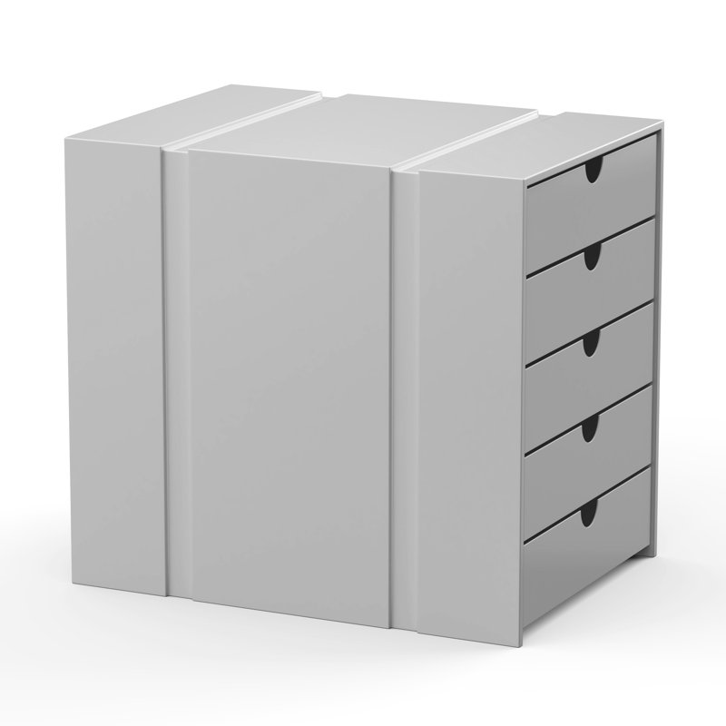 File Cabinet Shelf Organizing Box Settrays 5 Drawers Closed, Grey