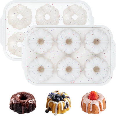 6-Cavity Silicone Fluted Tube Cake Pan with Steel Frame – Nonstick Mini fluted cake pan Molds
