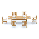 12 Seats 13 Pcs Grade-A Teak Wood Dining Set: 118" Double Extension Rectangle Table And 12 Caranas Arm Chairs #11Ca2412