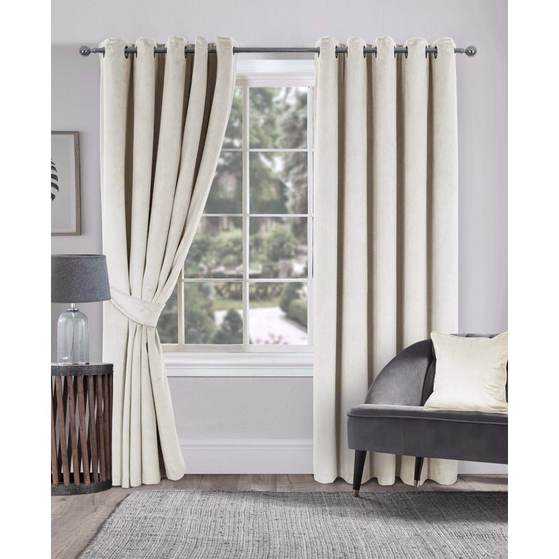 Meghann Eyelet Room Darkening Thermal Curtains, 229 W x 229 D cm, Natural