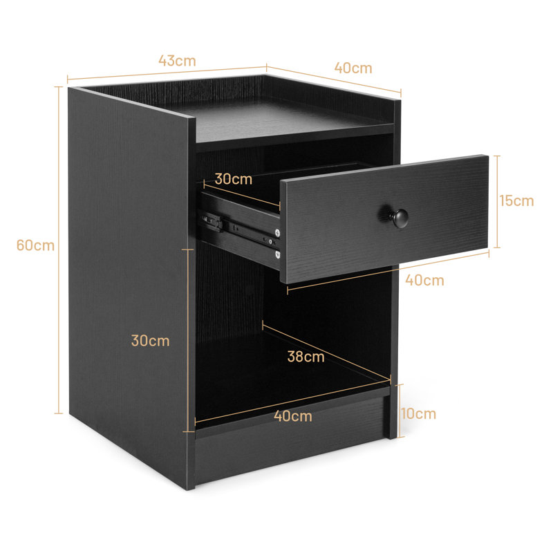 Hamna Floor Shelf Side Table Set, Black