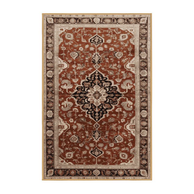 Machine Washable Persian Brown Area Rug, Runner 2' x 5'