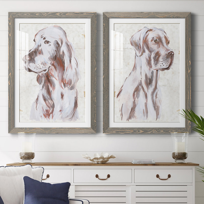 Sitting Dog III Premium encadré mat - prêt à être suspendu, H 31,5 po x l 23,5 po x P 1 po, Gris