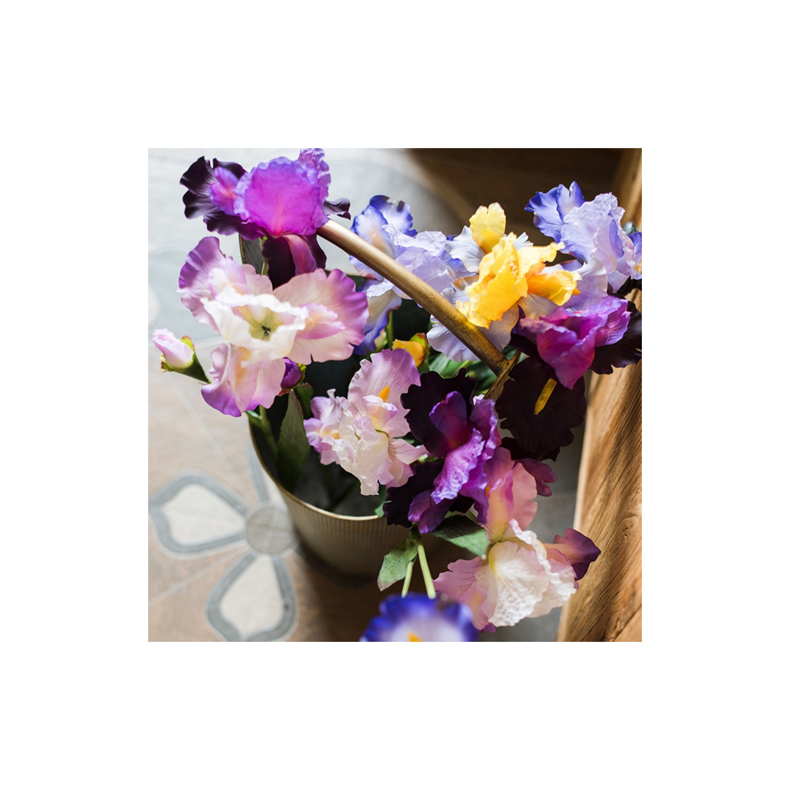Artificial Iris Flower Stem, Five Stems, Pink