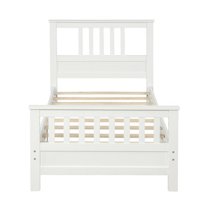 Wood Platform Bed Frame With Headboard And Footboard, Twin Bedroom Furniture