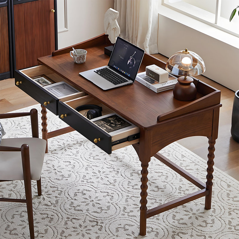51.18" Brown solid rectangular wood desk