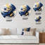 Horloge murale V - Fractales bleu foncé et or-93380965
