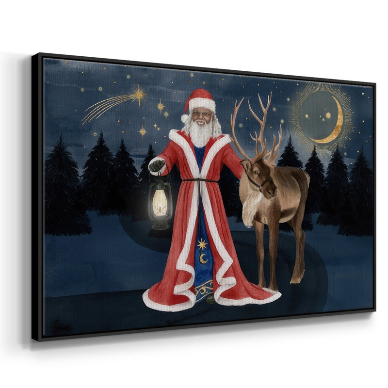 Collection Celestial Christmas, toile tendue avec châssis en A, H 25 po x l 37 po x P 1,5 po, Papier avec cadre noir