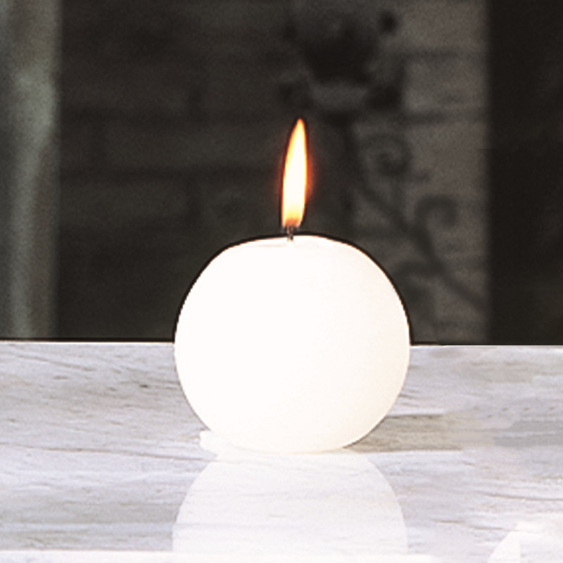 Ball Candle-Unscented, 3" H x 3" W x 3" D