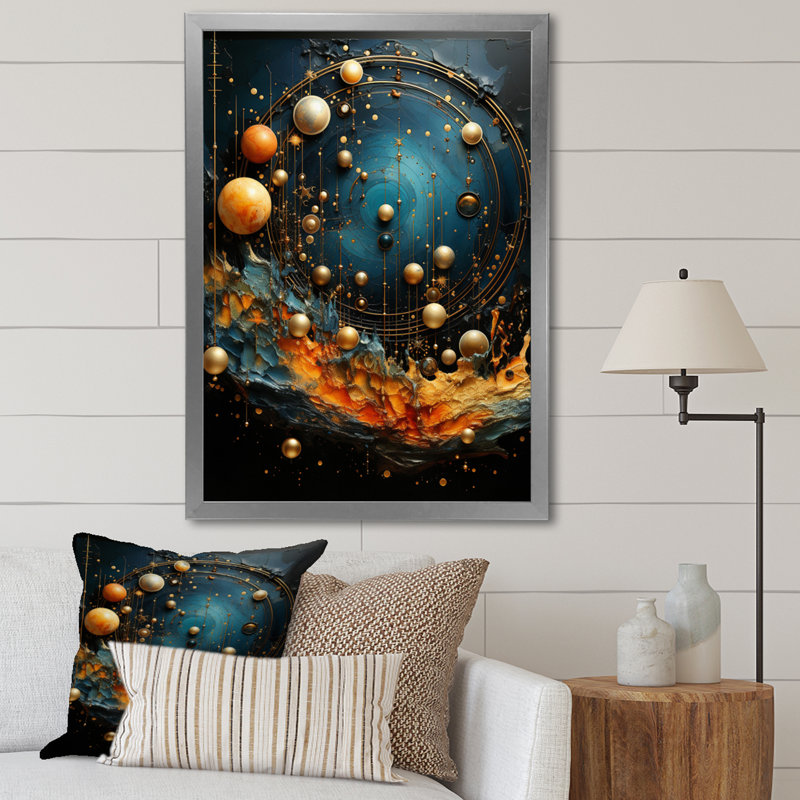 «Liebhardt Astrology PlanETary Rhapsody Mixed», reproduction d'art sur toile, H 20 po x l 12 po x P 1 po, Cadre photo argenté