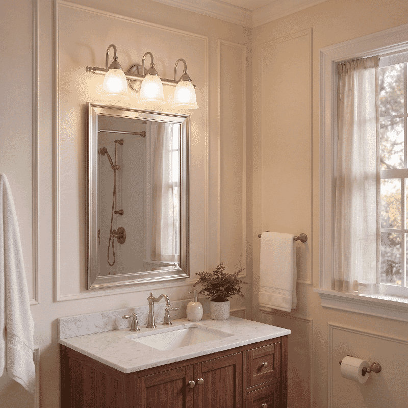 Éclairage pour salle de bain 3 lumières Savoy House Brunswick en nickel satiné, Nickel satiné