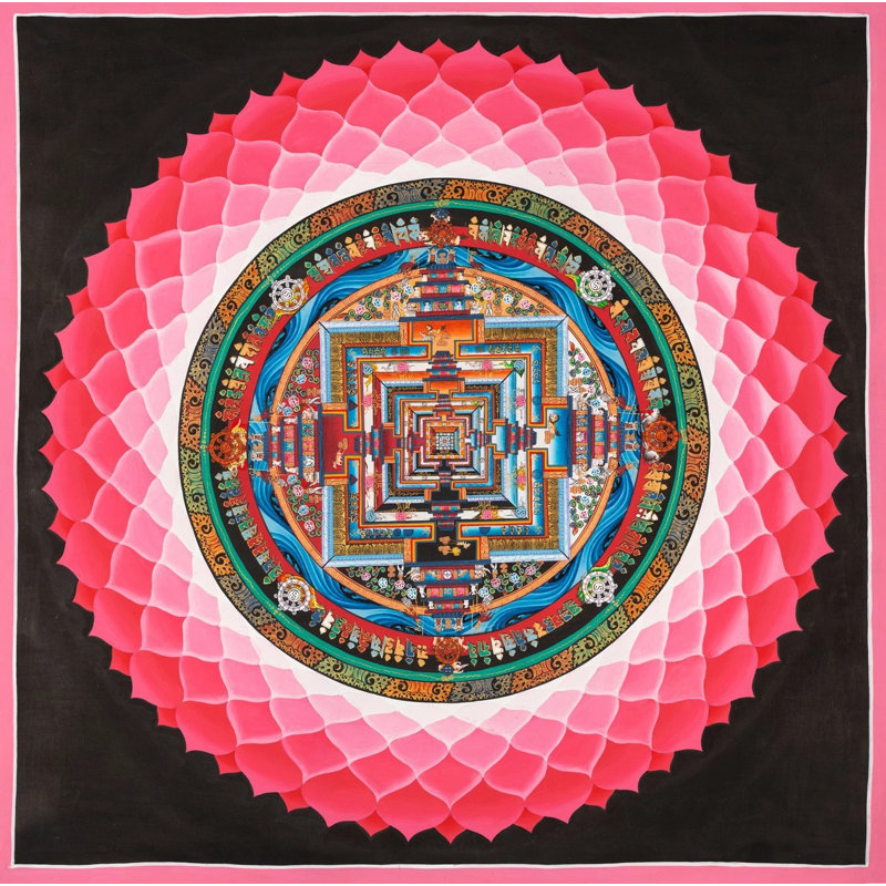 Kalachakra mandala avec lotus (Thangka sans brocart)