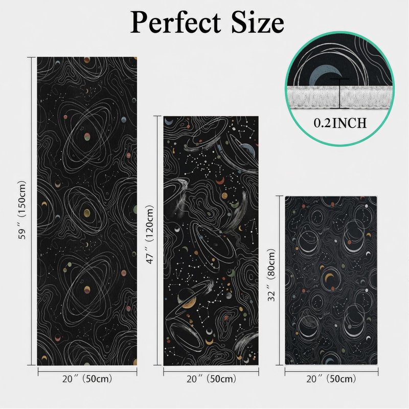 Space Planets Non-Slip Washable Kitchen Mats