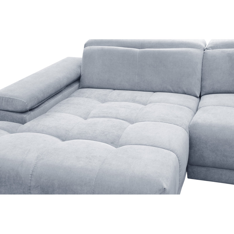 Jafiya 4 Seater Velvet Sofa Bed, Grey, Left Hand Facing