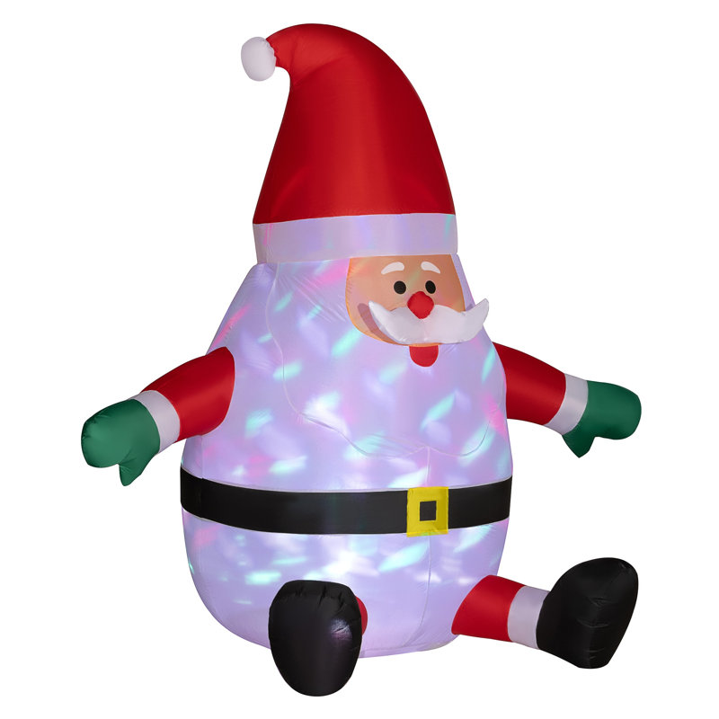 Outsunny 6' Inflatable Christmas Santa Claus with Rotating Magic Ball Light, Outdoor Blow-Up Yard Decoration