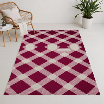 Tapis d'intérieur et d'extérieur à carreaux rouge
