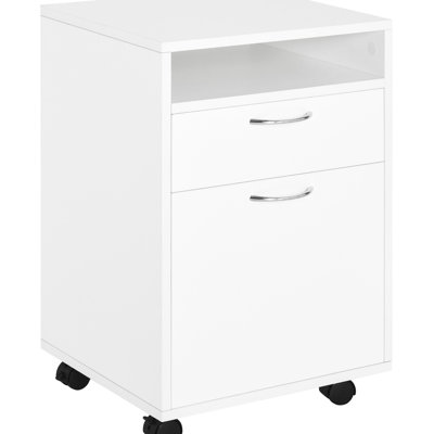 Armoire de bureau mobile blanche avec tiroir et armoire, amplement d'espace pour les fournitures, mobile, se range facilement sous les bureaux